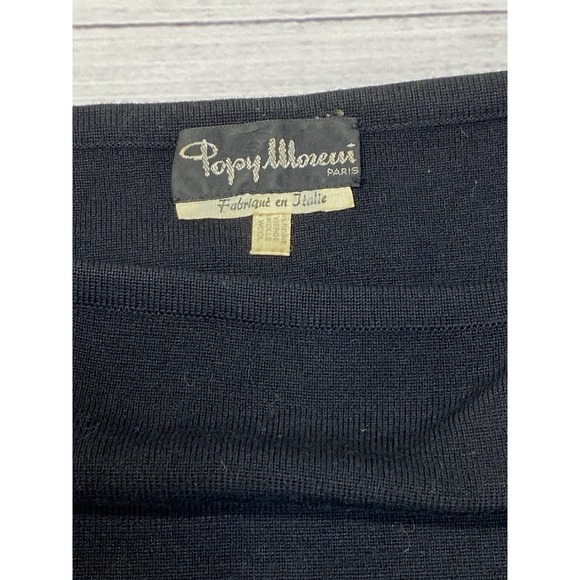Vintage Luxury Popy Moreni Women 100% Wool Black & White Strip Sweater Size Med - Picture 2 of 9